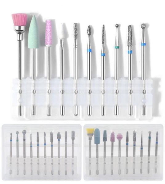 

10pcs tungsten alloy nail drill bit set electric nails mills pedicure cutters8086332