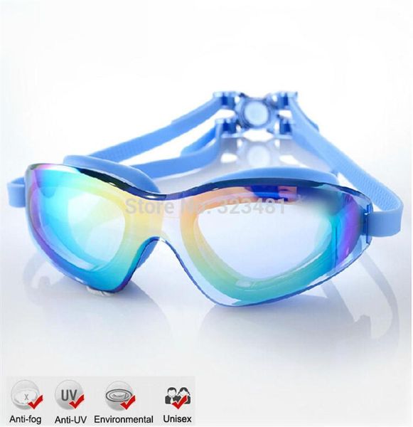 

large frame gel silicone anit fog swimming goggles antiuv swimming pool training glasses men women swim eyewear175s7588323