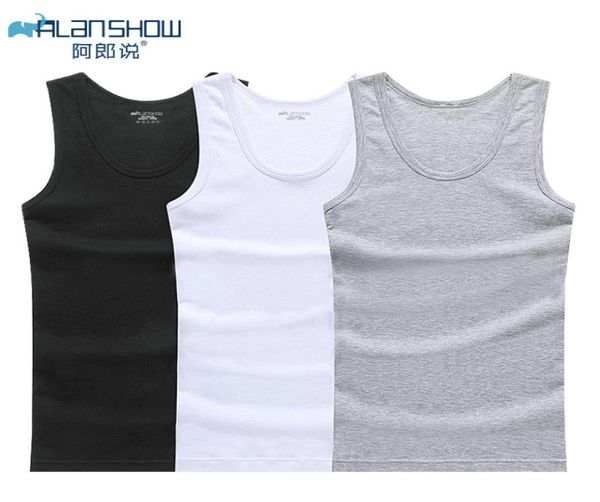 

cotton sleeveless undershirt gym tank men fitness shirts mens bodybuilding workout vest factory outlet1414404, White;black