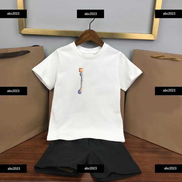 

new kids clothes child sets baby letter design graphic t-shirt and solid quality shorts 2pcs tracksuit size 100-160 cm mar01, White