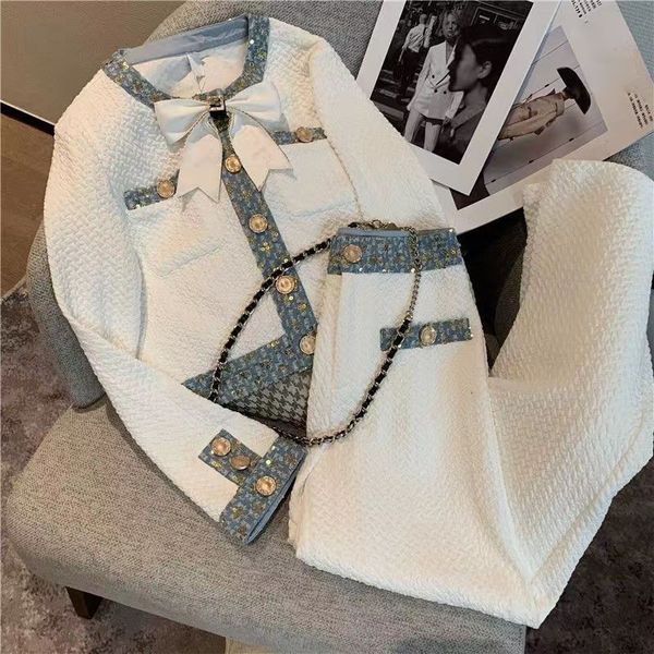 

women's two piece pants women 2 pieces plain blazer coat suit sets femme solid formal jacket trousers office lady outfits, White