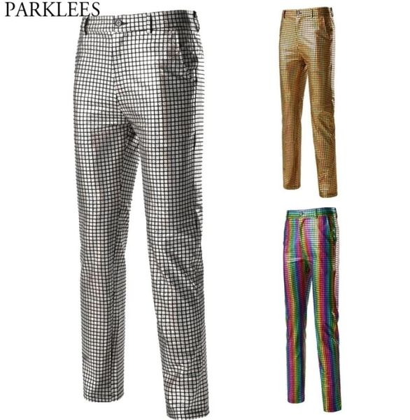 

mens dancer stage pants gold silver rainbow plaid sequin trousers men disco festival christmas party prom pantalones hombre 3xl 212948895, Black