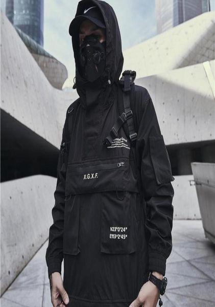 

techwear jacket men streetwear black hooded futuristic anorak 2011305750078, Black;brown