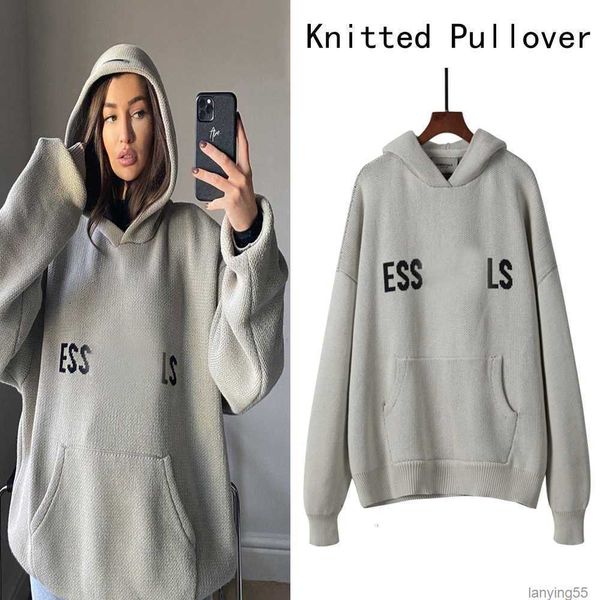 

23ss designer essentail hoodie sweater for men and women casual hooded essentialhoodie sweatshirts knitted high street fashion pullovers, Black