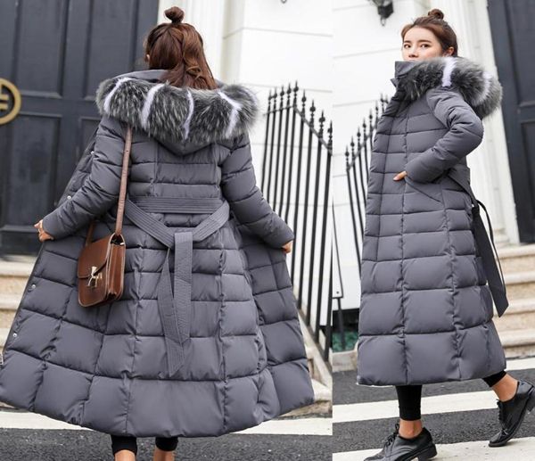 

cotton solid full pockets zippers female long coat slim parka padded jacket winter thick warm windbreaker8193895, Black