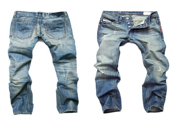 

hole nostalgic jeans new straight jeans mens stretch trousers 1pcs9357742, Blue
