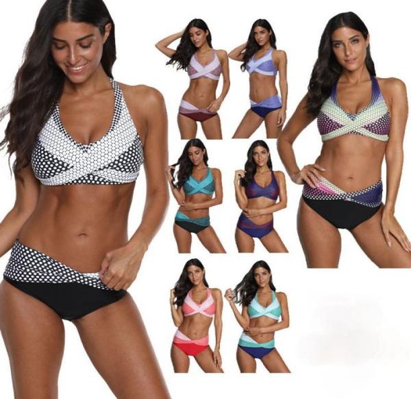 

2021 new european and american women039s bikini tankinis split swimming suit polka dot bathing suits plus size sxxxxl6051084, White;black