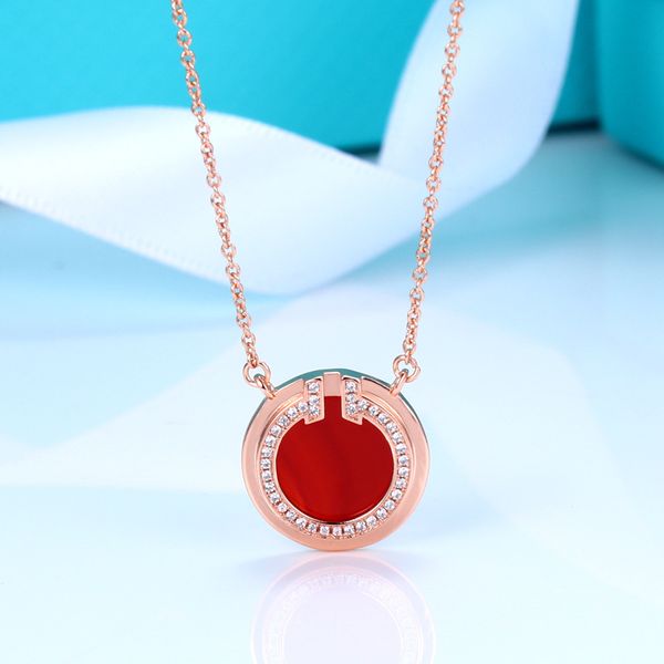 

new t home necklace female white fritillaria carnelian agate diamond round collarbone necklace ladies holiday gift of choice 1.1 with origin, Silver