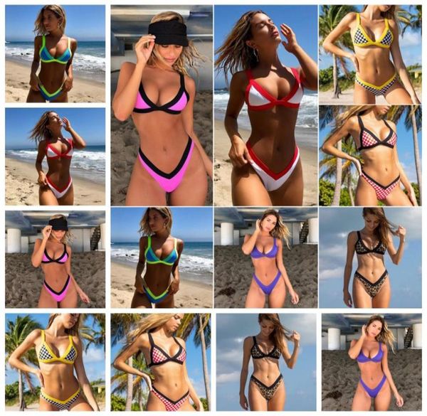 

european new spring and summer beach casual sports suit bikini solid color swimsuit swimsuit split support mixed batch2969959, Gray
