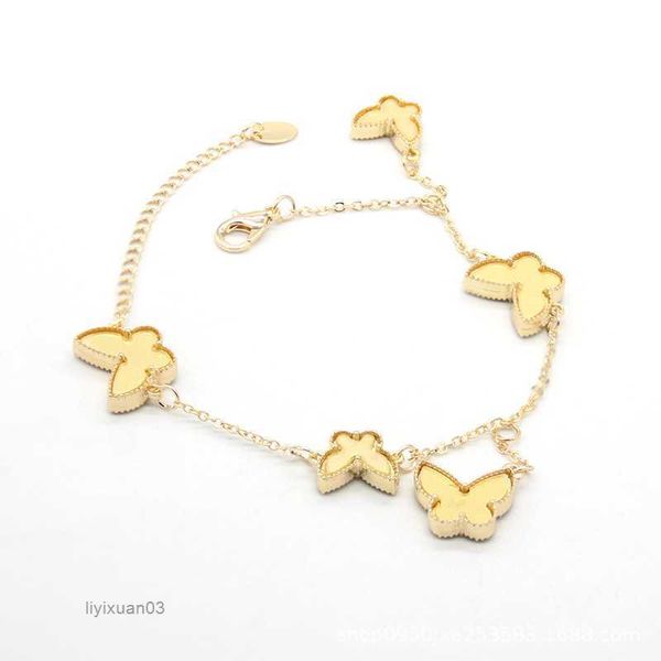 

4/four leaf clover bracelets bracelet love bangle butterfly for women 18k gold plated partner armband chain jewelry charm 4 m471, Black