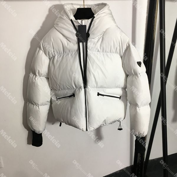 

hooded outerwear for women triangle badge designer down white black parkas patchwork coats