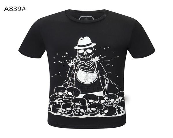 

skull men designer t shirts summer basic solid crystal tiger t shirt casual tees punk print letter skateboard t3550912, White;black