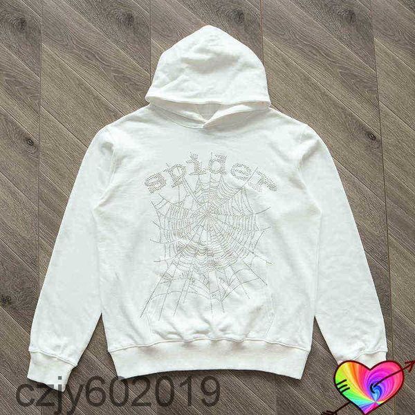 

2022 white young thug spider hoodie men women 3d web foam print sp5der hoodie music album loose hooded 555555 sweatshirts t220726, Black