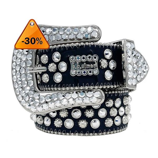 

22023 fashion green designer bb simon belts for men women shiny diamond belt black blue white multicolour with bling rhinestones as birthday, Blue;gray