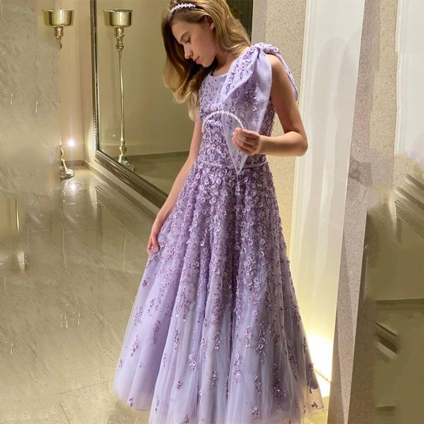 

luxury dubai lavender shiny arabic evening dresses beads flower bow elegant women bridal party prom gowns, Black;red