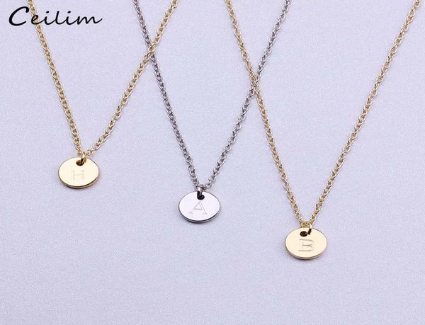 

26 letters initial necklace silver gold color disc necklace alphabet women kolye collier friends family letter necklace jewelry wh6690260