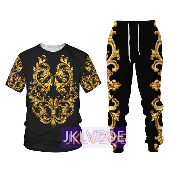 

men s tracksuits luxury tracksuit t shirt set 3d printed suit summer trousers oversized pant sets 2 pieces men clothing jogger outfits 23082, Gray