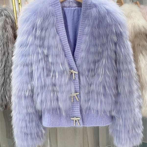 

women's jackets ladies luxury natural fur jacket v neck real raccoon fur warm puff sleeve coat women's fur jacket casacos de pele, Black;brown