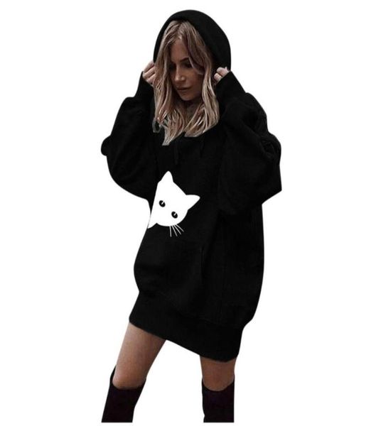 

streetwear sweatshirt women cat print hoodies women oversized harajuku hoodie kawaii hoodie clothes sudadera polerone mujer 20212098576, Black