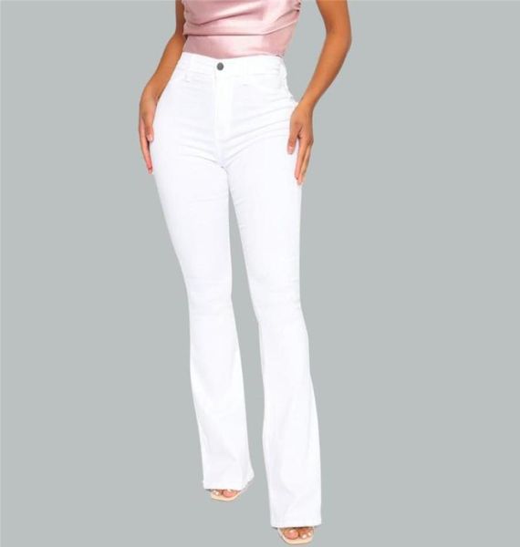 

women039s jeans cotton white high waist casual flared women 2021 spring slim slimming denim trousers office lady pants8956885, Blue