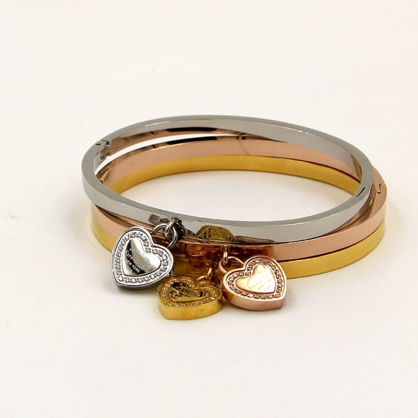 

peach heart forever love letter encrusted diamond hidden buckle bracelet female heart titanium steel bracelet bracelet headpiece 1.1 with or, Golden;silver