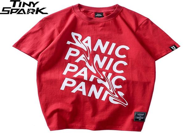 

summer t shirt panic letter print short sleeve hip hop funny tshirt streetwear casual tshirts cotton tee new fashion mens8756375, White;black