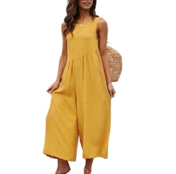 

asymmetrical jumpsuit patchwork pleated wide leg open back jumpsuit streetwear women sleeveless casual baggy tank2788587, Black;white