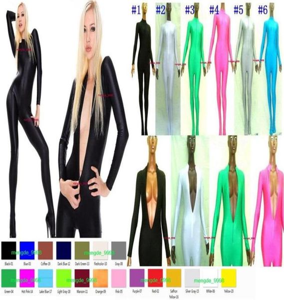 

women bodysuit yoga costumes front zipper 23 color lycra spandex catsuit costume no head hand halloween party fancy dr1922274, Black