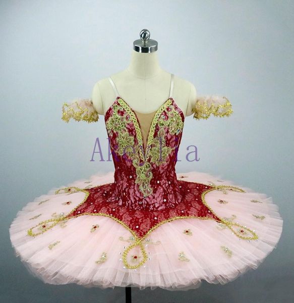 

11 layer tulle harlequin ballet tutu professional the nutcracker ballet costume dance wear for women burgundy peach tutu girls com3132244, Black;red