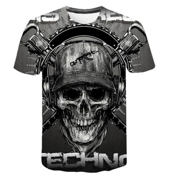 

skull t shirt men skeleton tshirt punk rock tshirt gun t shirts 3d print tshirt vintage men clothing summer plus size 6xl8085598, White;black