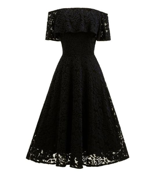 

robe femme embroidery vintage lace dress bridesmaid off shoulder dresses casual party a line plus size dress2136816, White;black