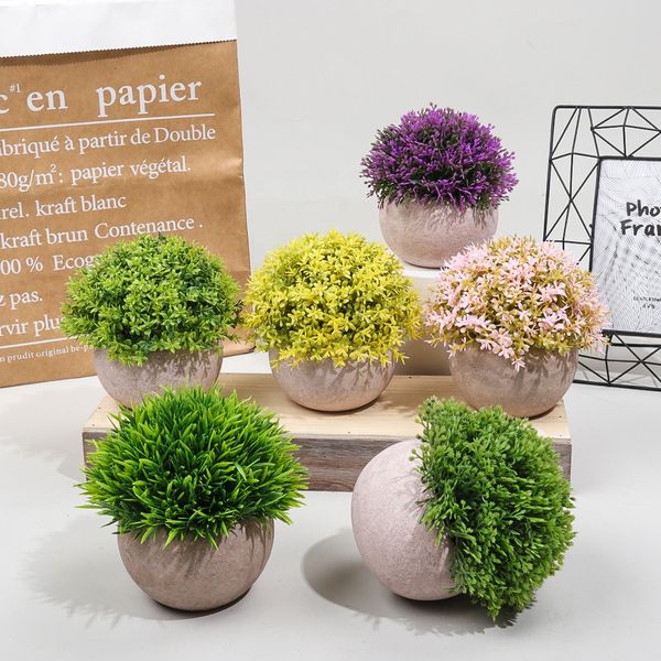 

home office decoration small faux plants potted bonsai mini potted artificial flowers