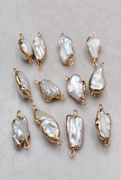 

10pcslot unique 14 k pleated copper rim irregular natural baroque freshwater pearl beads jewelry finds for earring bracelet makin4909042, Silver