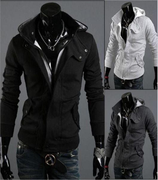 

new fashion men039s casual hooded cardigan jacket coat man outerwear clothing 212 black dark gray light gray9100979, Black;brown