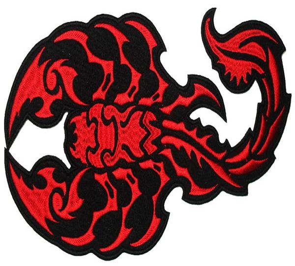 

red scorpion embroidered patch with gun iron on patches mc punk custom motorcycle club for jacket 2890102, Black