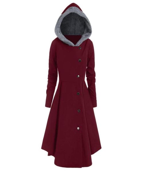 

women plus size asymmetric fleece hooded single breasted long drap buttons coat overcoat loose outwear winter woman coat3174160, Black