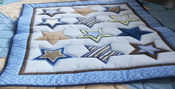 

new brand crib bumper set 7pcs baby bed linens for boy infant cot bedding set embroidery stars quilt bumper mattress cover bedskir7260789