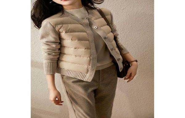 

women039s jackets geskeey women autumn winter jacket patchwork knitted cotton padded coat parka womens outerwear office lady ba5953054, Black;brown