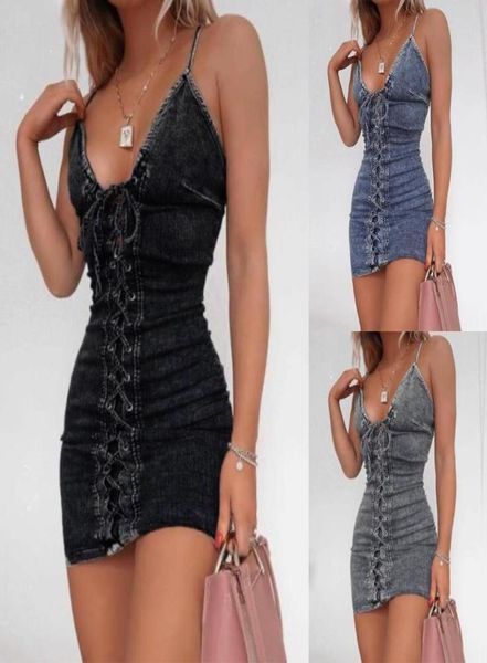 

women039s casual turn down neck denim party shirts dresses sleeveless swing dress vestido clothes5012686, Black;gray