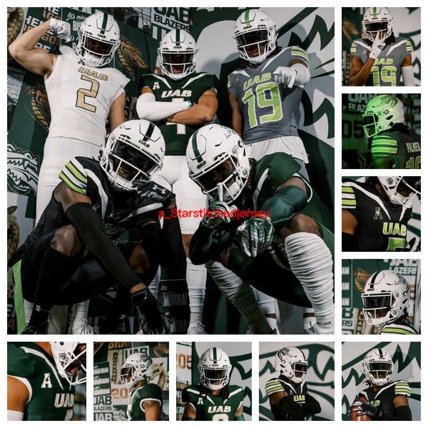 

2023 new uab blazers football 2 jackson bratton 4 jacob zeno 50 will parker 13 malachi holt-bennett 55 antavious woody 3 t.j. jones 9 brando, Black