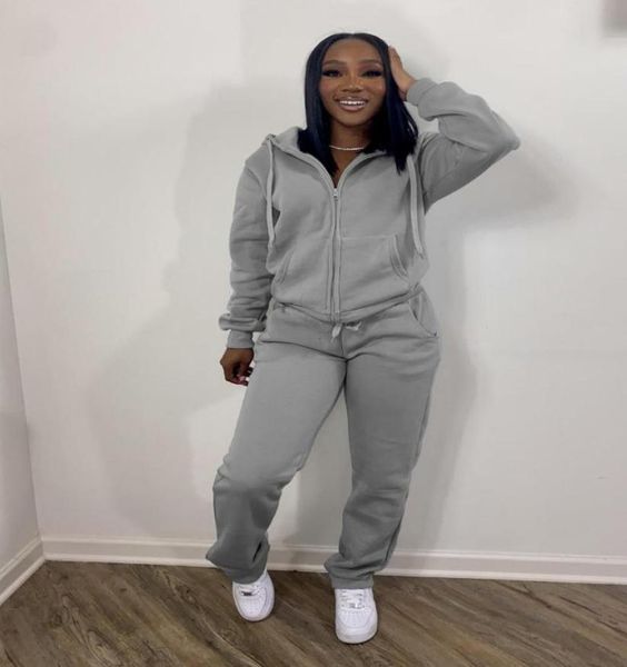 

women039s tracksuits loungewear women two piece casual jogger suits long sleeve swaetshirt solid crop slim pants matching s4947593, Gray