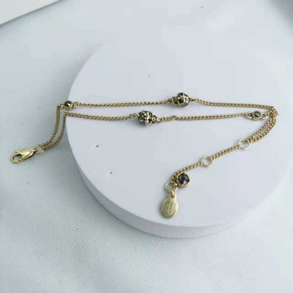 

fashion designer alexander queen skull double-layer bracelet female personality temperament dark diamond geometric ghost bracelet, Silver