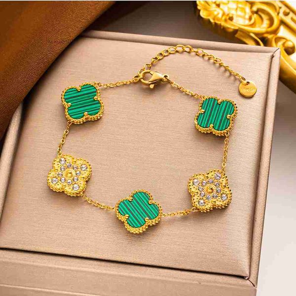 

4/four leaf clover bracelets bracelet love bangle butterfly for women 18k gold plated partner armband chain jewelry charm 4 eqwi, Black