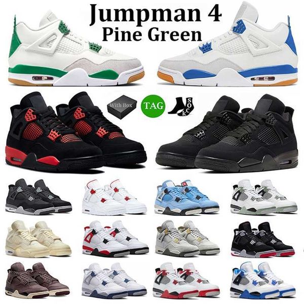 

jumpman 2023 4 with box basketball shoes men women 4s sapphire pine green black cat motosports blue military black fire red mens trainers sp