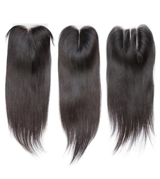 

straight 4x4 human hair lace closures natural black bleached knots preplucked6472229, Black;brown