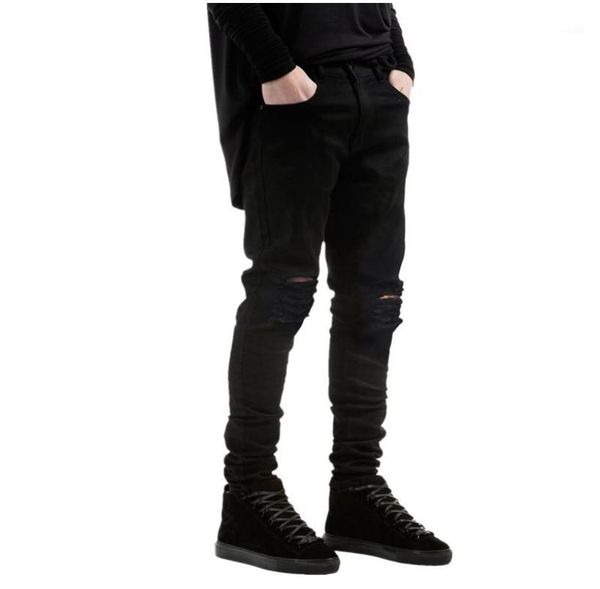 

new fashion brand men black jeans skinny ripped stretch slim hip hop swag denim motorcycle biker pants jogger19475974, Blue