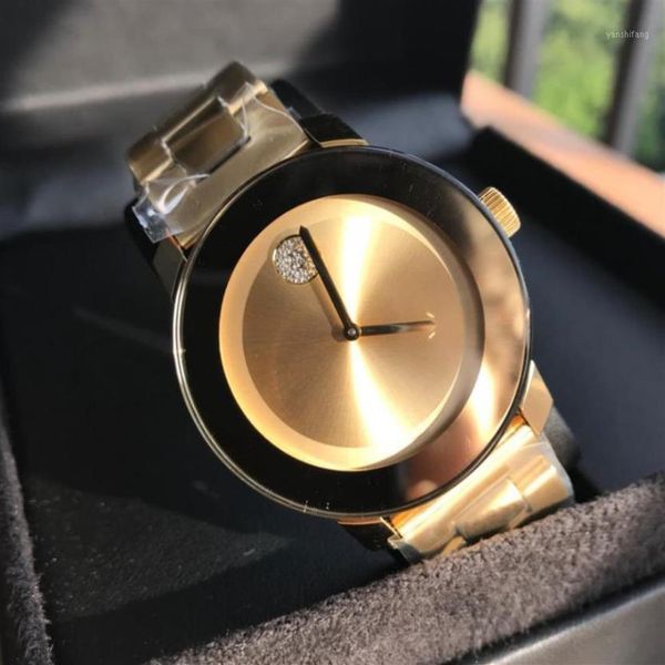 

wristwatches men women watches couple quartz movement 36mm 42mm dial stainless steel strap crystal watch fashion wate250x, Slivery;brown