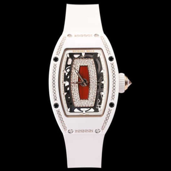

richardmille swiss watches rm tactical mechanical wrist watches womens series 0701 black lip 18k rose gold snowflake diamond womens white c