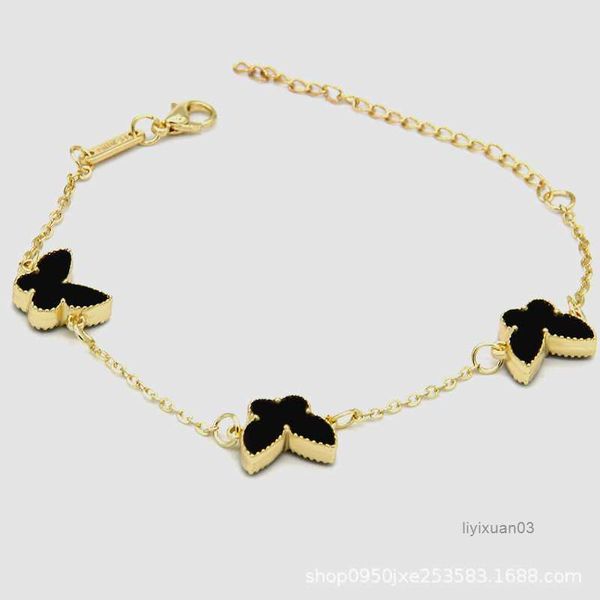 

4/four leaf clover bracelets bracelet love bangle butterfly for women 18k gold plated partner armband chain jewelry charm 2 ybcy, Black