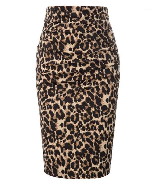 

skirts women leopard pattern pencil skirt ladies ruched front vintage hipswrapped bodycon offic lady midlength skirt13679514, Black
